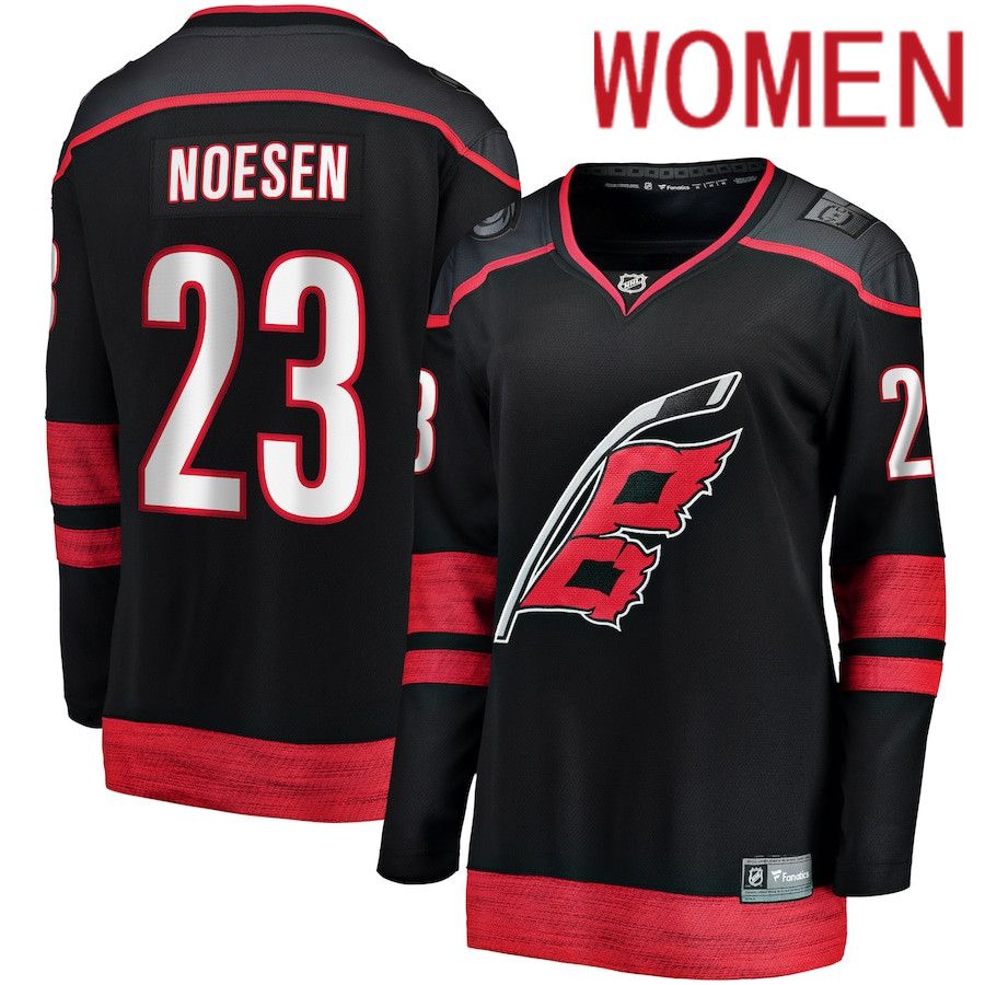 Women Carolina Hurricanes 23 Stefan Noesen Fanatics Branded Black Home Breakaway Player NHL Jersey